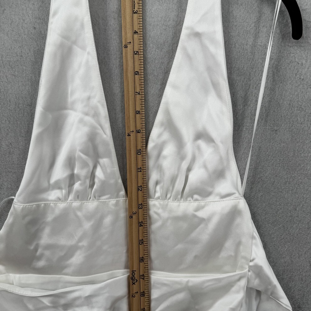 ZARA Dress Womens Small White Satin Halter Mini Back Bow Open Back Party New Tag - Picture 9 of 12